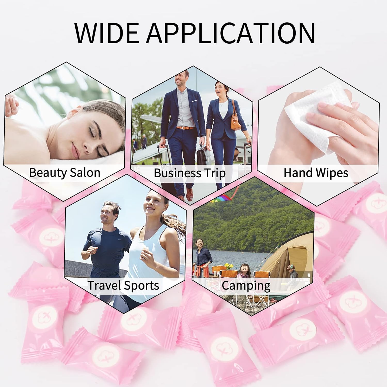 Thumbnail 4 de Classycoo Compressed Towel (100 PCS) Mini Disposable Face Towels for Travel, Camping, Hiking, Sport & Home Use (Pink)