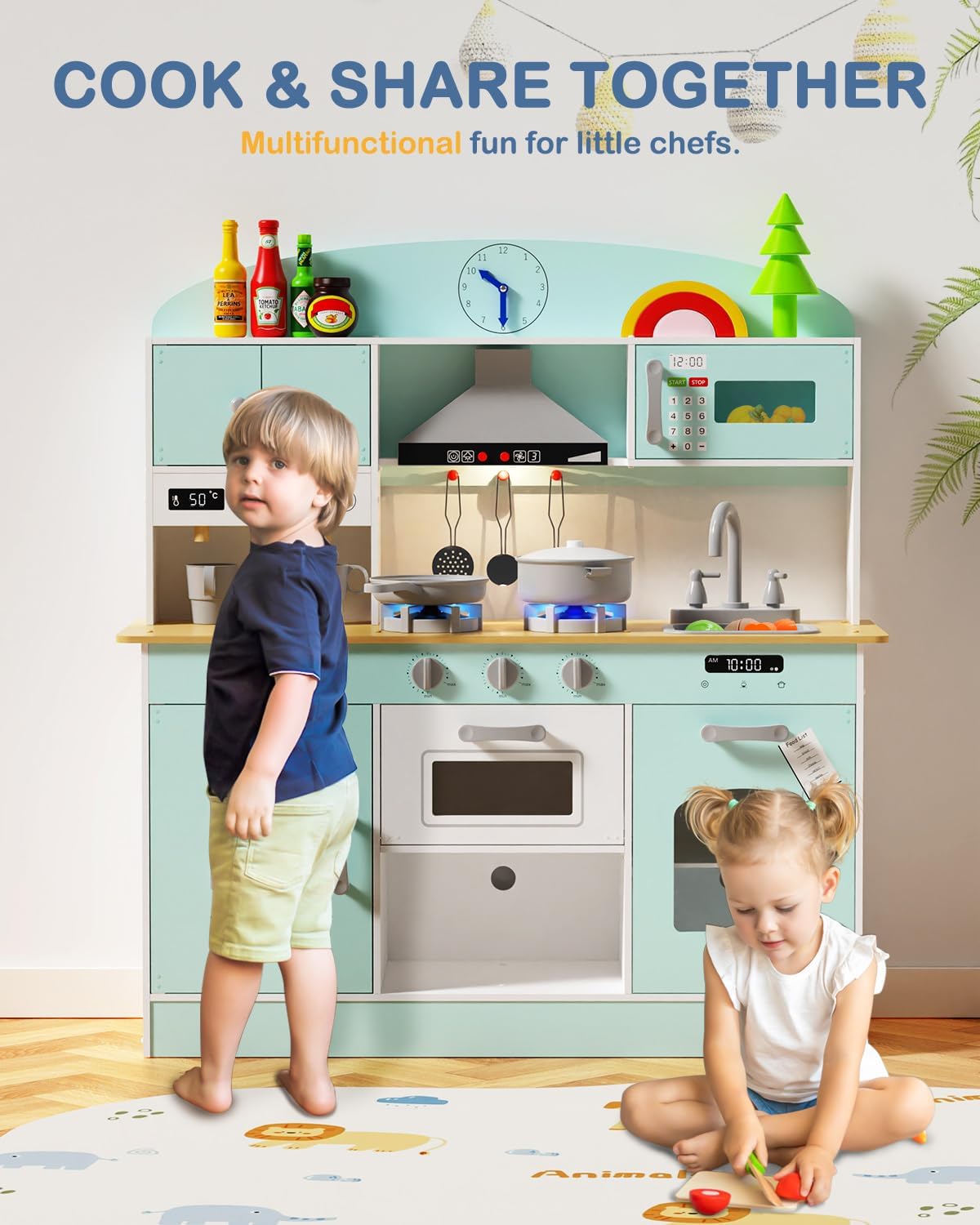 Detalle 2 de Babytronic Wooden Play Kitchen Set for Ages 3+ 🍽