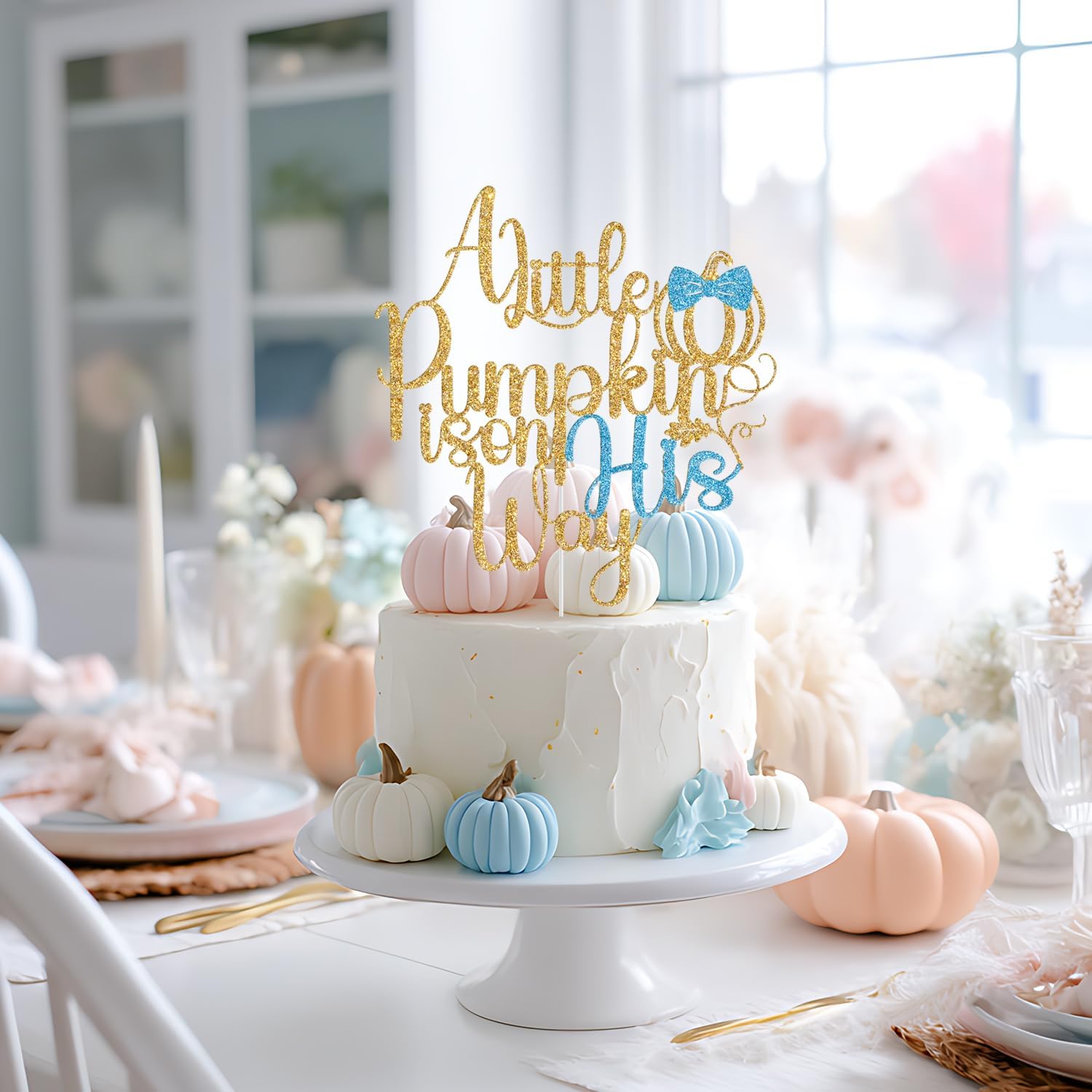 Thumbnail 3 de Cake Topper, Gold and Blue Glitter