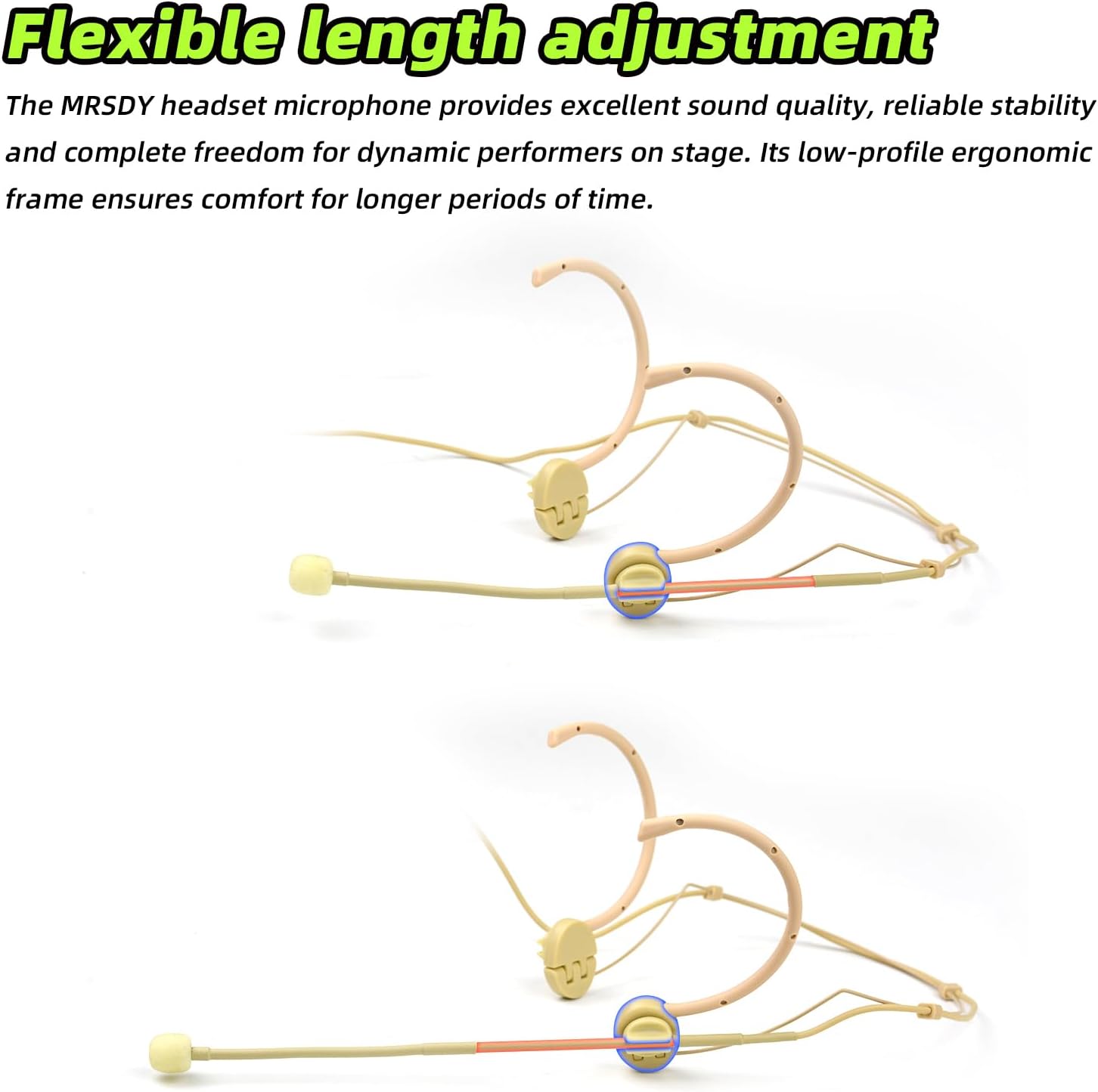 Detalle 2 de MRSDY MD-Q-F12S-BE Headset Microphone, TA4F, Beige, 42-Inch Cable