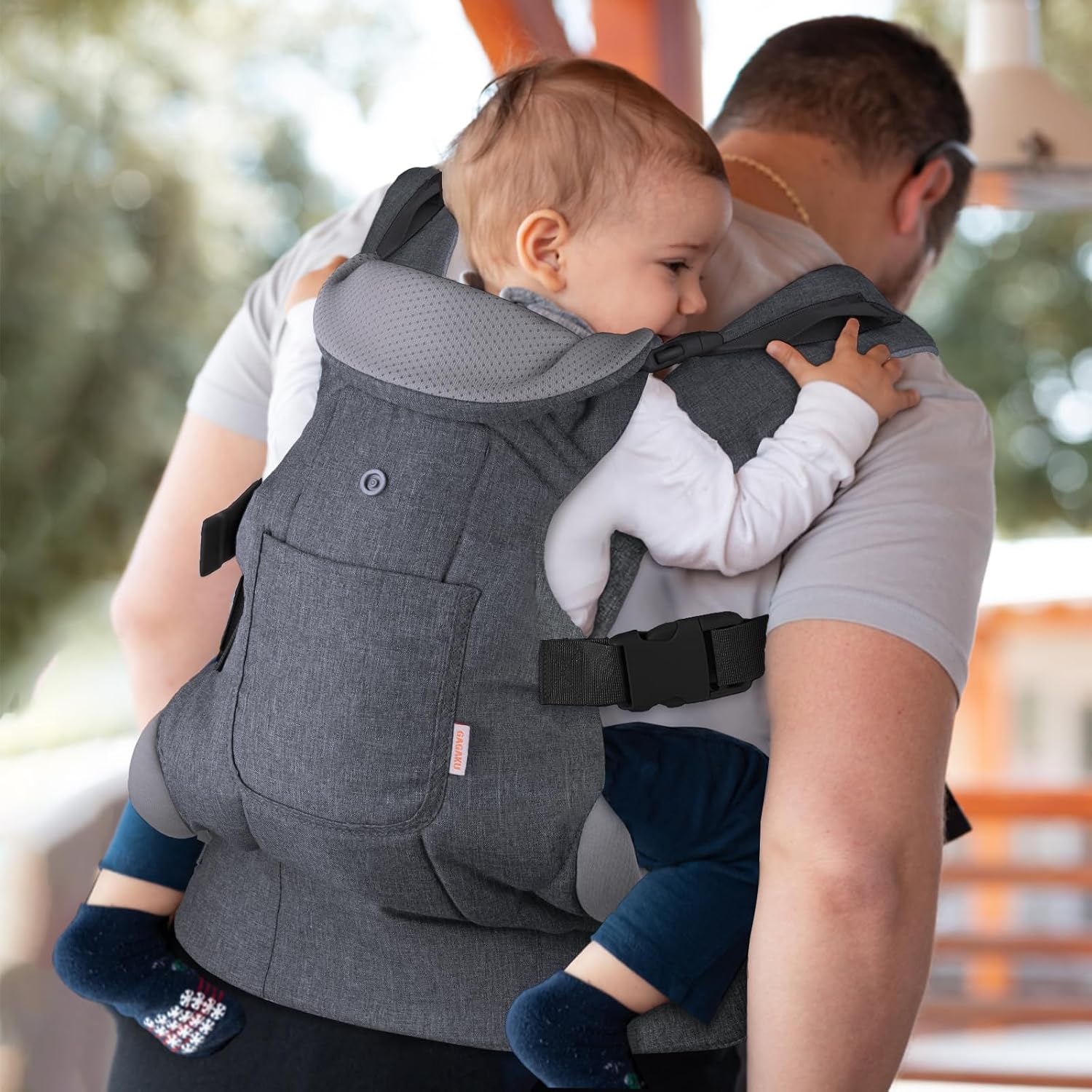 Thumbnail 1 de GAGAKU Babytrage für Babys und Kleinkinder (4–36 Monate) – 4 Tragepositionen, Gesicht nach vorn und hinten, Dunkelgrau