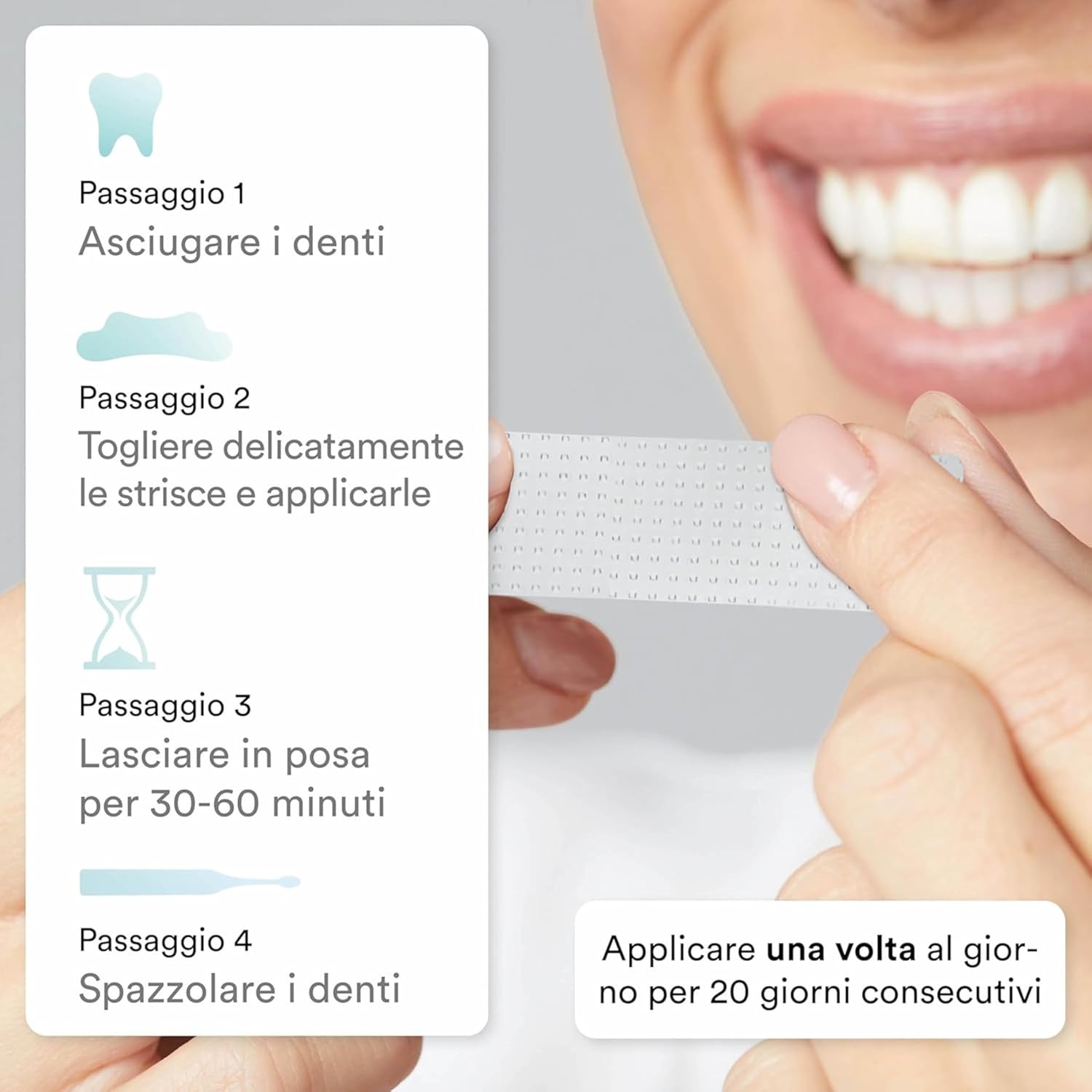 Detalle de Uniquesmile Strisce sbiancanti — sbiancamento denti senza perossido, 100 giorni di prova, set da 40 pezzi