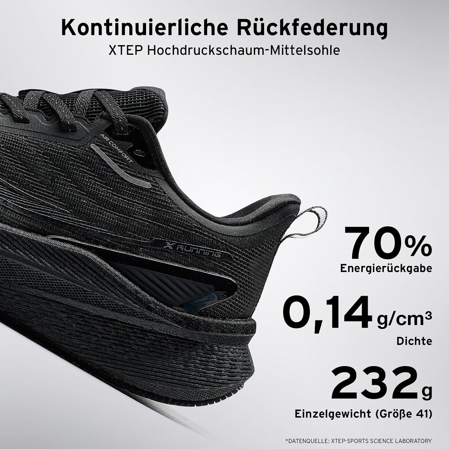 Detalle de XTEP Professionelle 2000km Herren-Laufschuhe für Prüfungstraining – hohe Dämpfung & rutschfeste Laufsohle