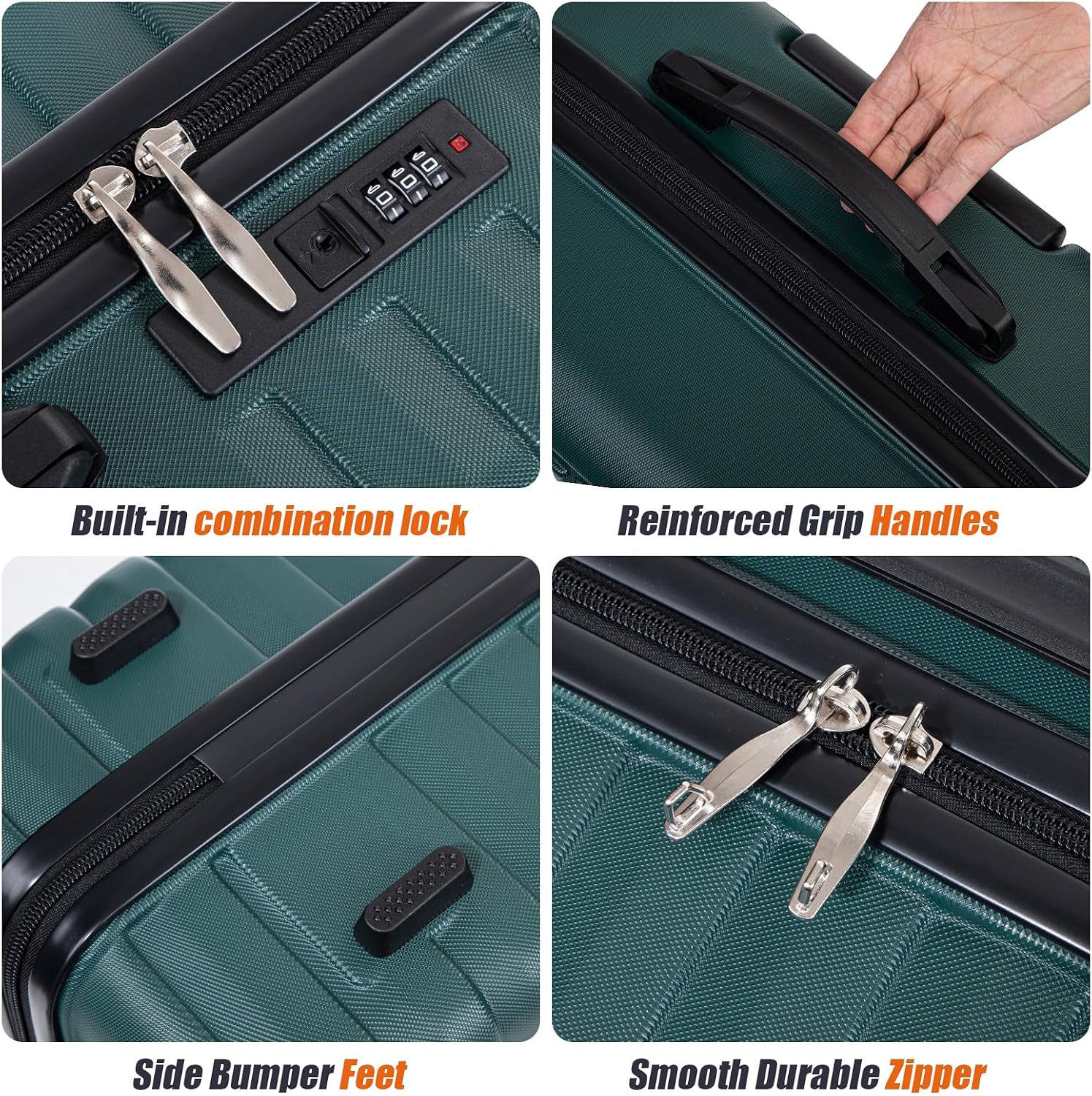 Detalle 2 de Cosbarn A-5PCS 5-Piece ABS Hardside Luggage Set with Spinner Wheels