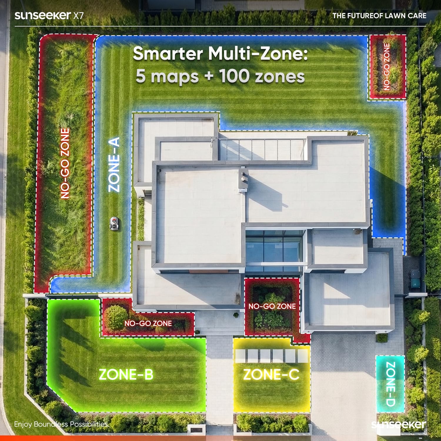 Thumbnail 6 de Sunseeker X7 Wireless Robot Lawn Mower with Smart App Control, Vision AI, and RTK/Path Planning