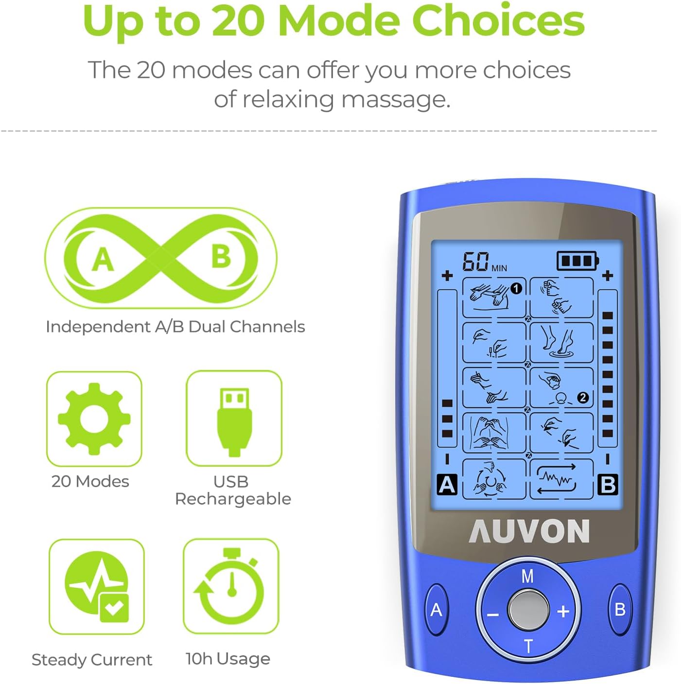 Detalle 2 de AUVON TENS Unit with 20 Modes