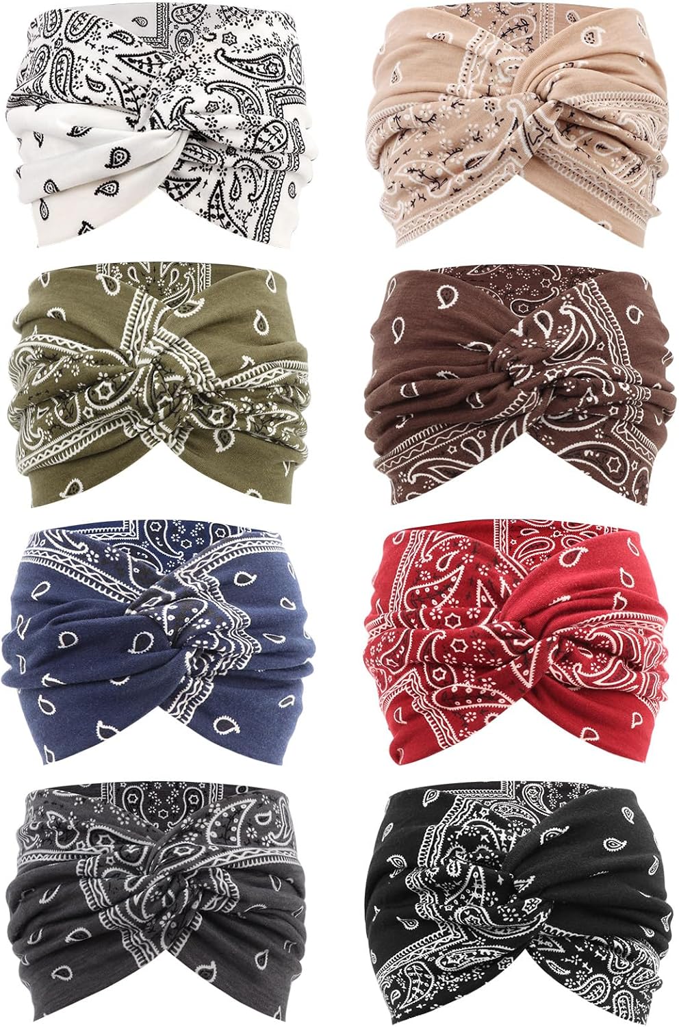 DRESHOW 8 Pack Turban Headbands for Women – Wide Vintage Head Wraps