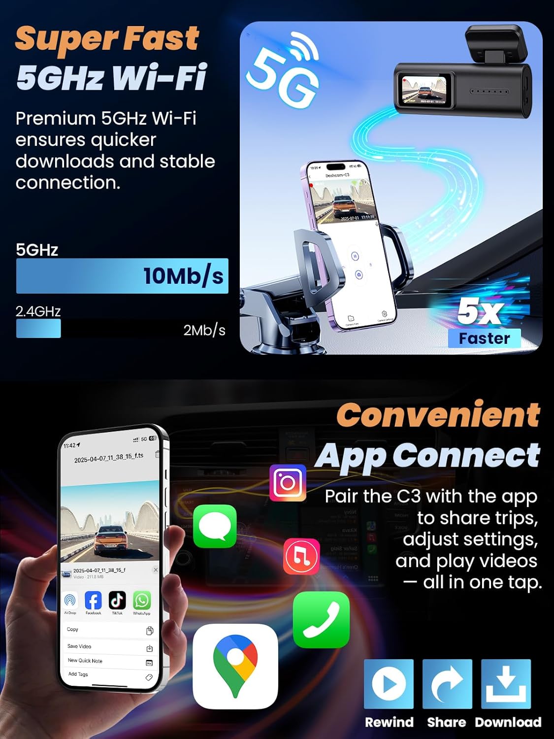 Thumbnail 2 de TINAZEOK C3 4K+1080P Dual Dash Cam