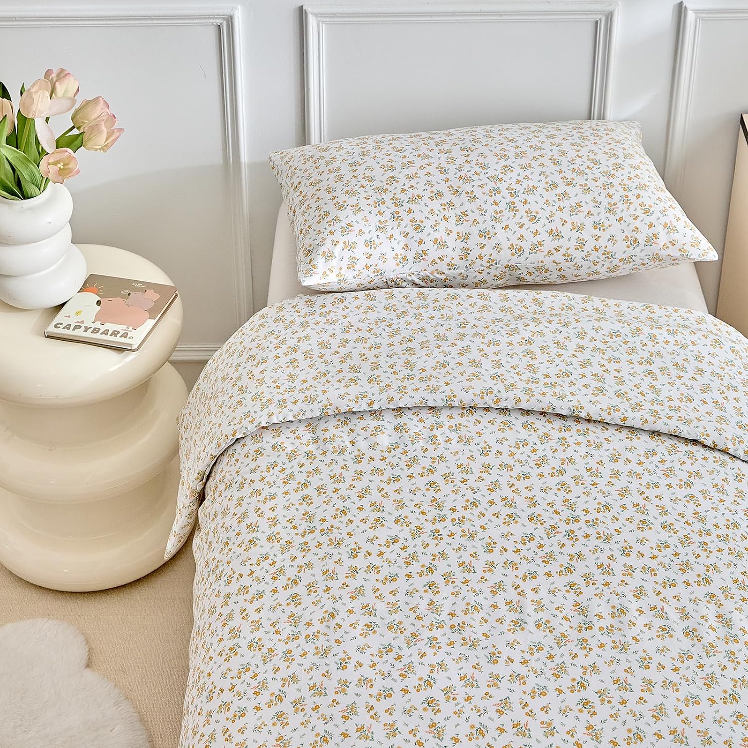 Thumbnail 6 de DuShow Cotton Toddler Duvet Set with Reversible Floral Design (Orange, 120 x 150 cm)