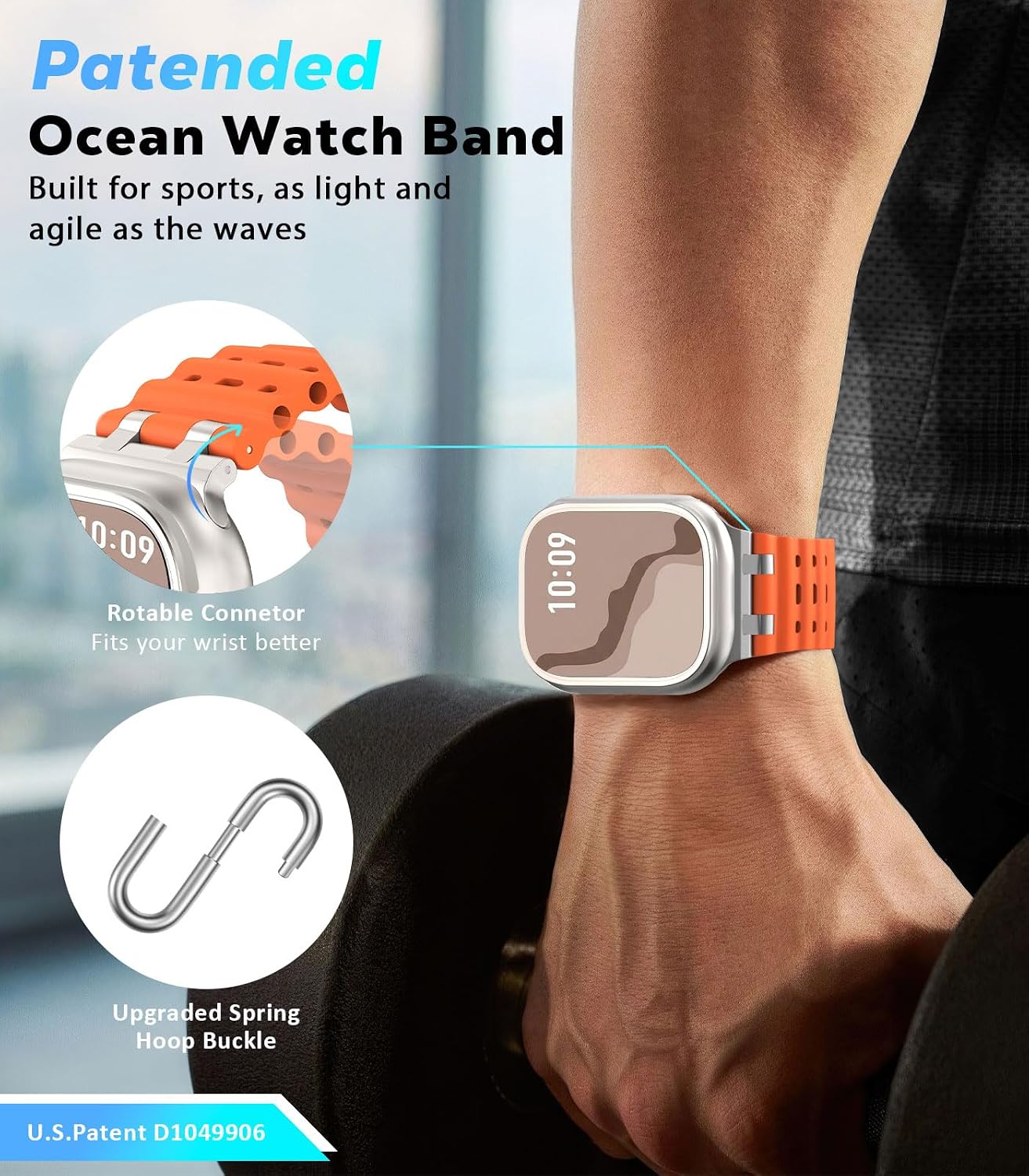 Detalle 2 de Astorgos Two-Tone Ocean Watch Band for Apple Watch, Breathable Silicone