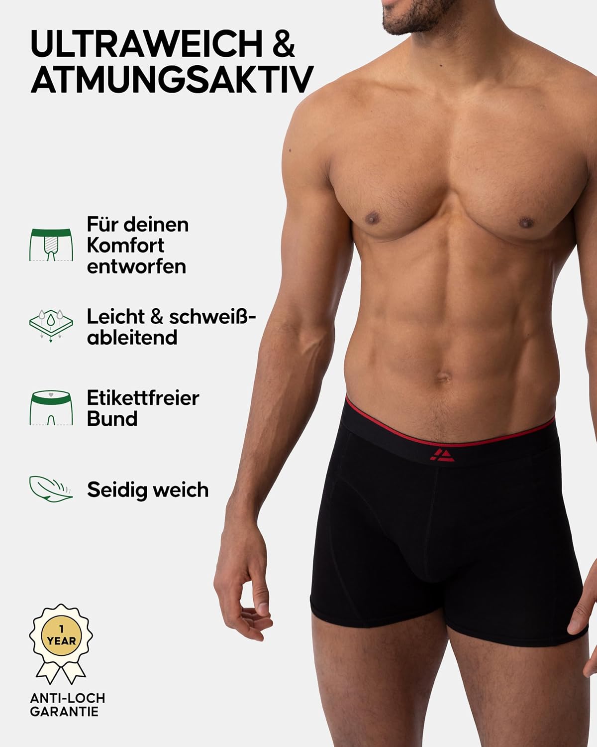 Detalle de DANISH ENDURANCE Bambus Boxershorts Herren
