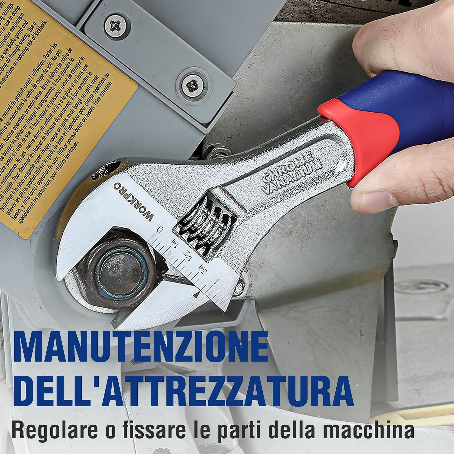 Detalle de WORKPRO Set Chiavi Regolabili 3 Pezzi: 150–250 mm, apertura 19–28 mm, manico in gomma