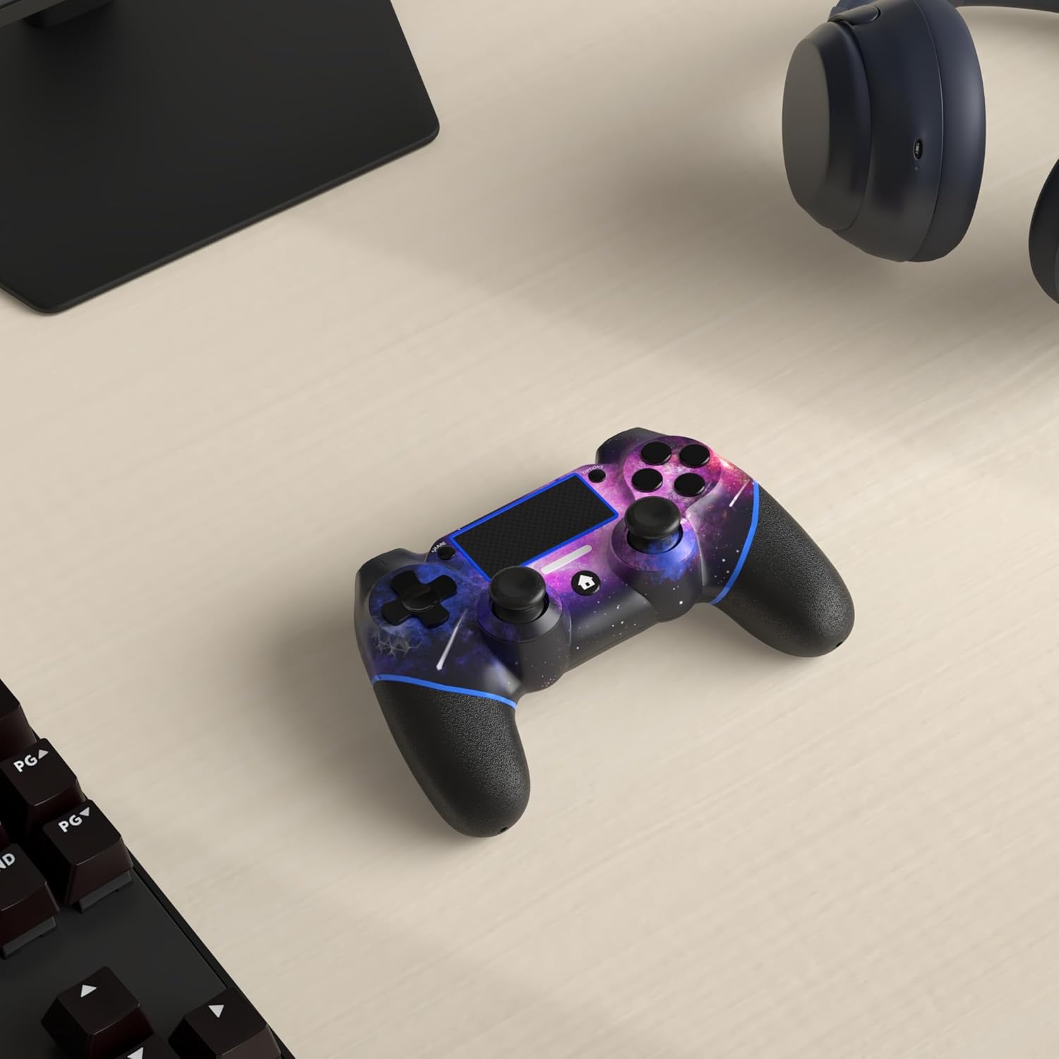 Detalle 2 de AceGamer Wireless Controller for PS4 (Custom Design V2, Galaxy) with 3.5mm Audio Jack