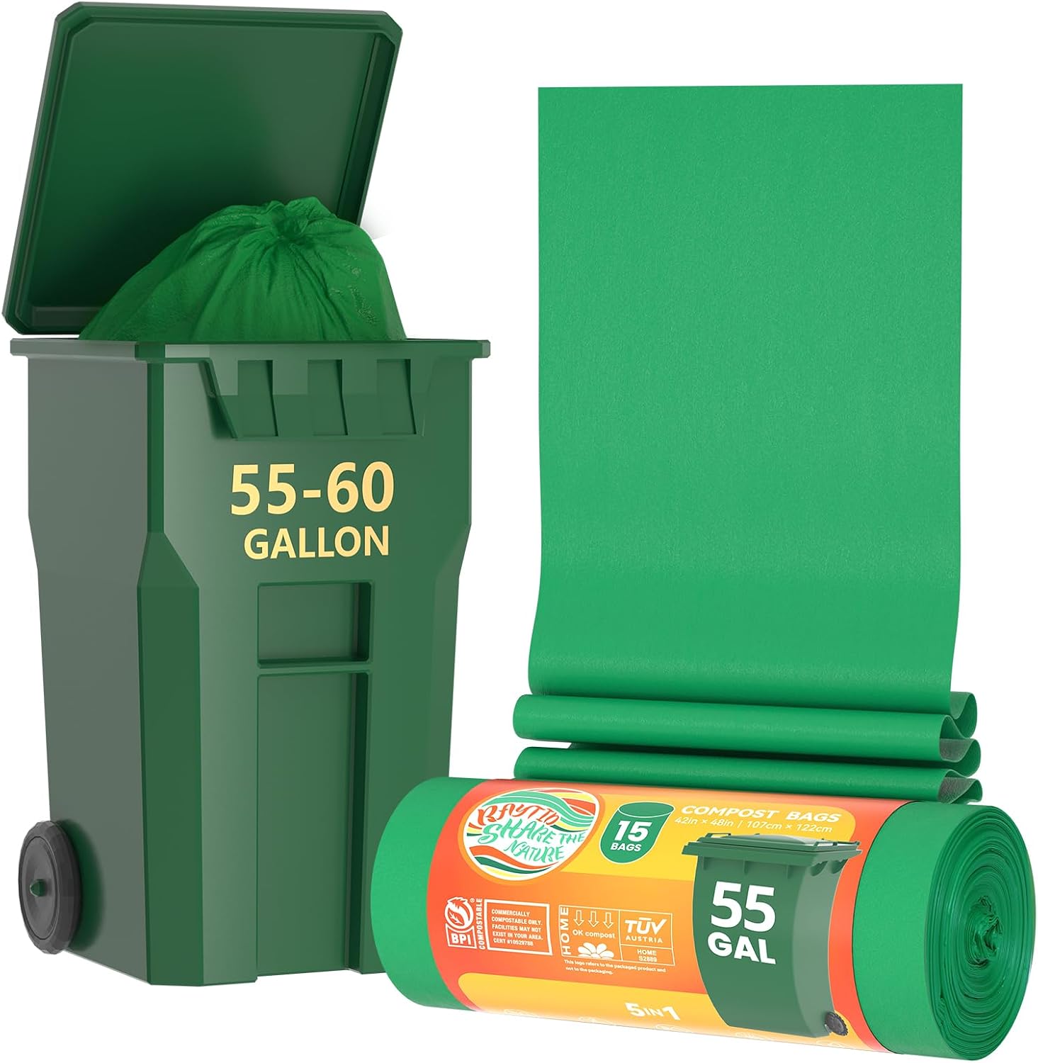 Thumbnail 6 de Compost Bags 1.3 Gallon, 100 Count — Compostable Small Trash Bags for Kitchen Countertop Bins