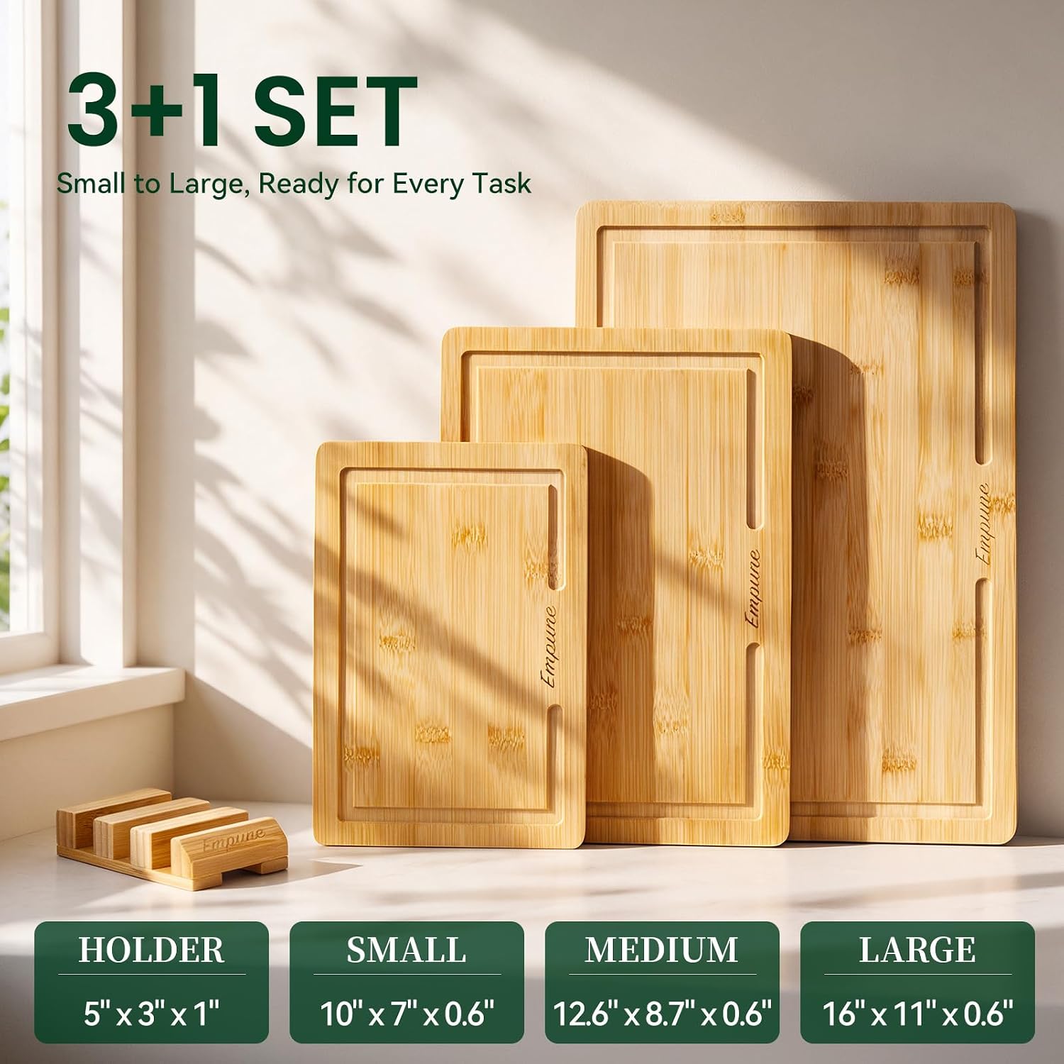 Detalle 2 de Empune Bamboo Cutting Board Set for Kitchen 🍽