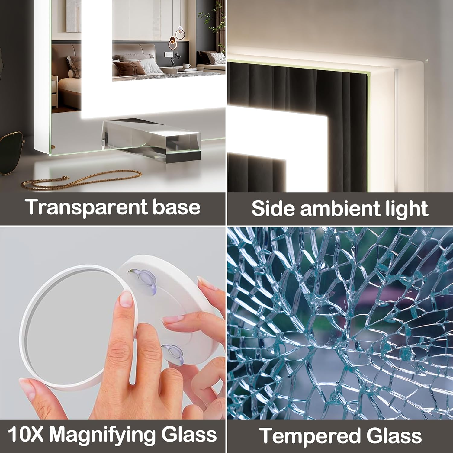 Thumbnail 5 de FENNIO Vanity Mirror with Lights (20"x23"), Large Lighted Makeup Mirror with Dimmable Modes and Touch Sensor