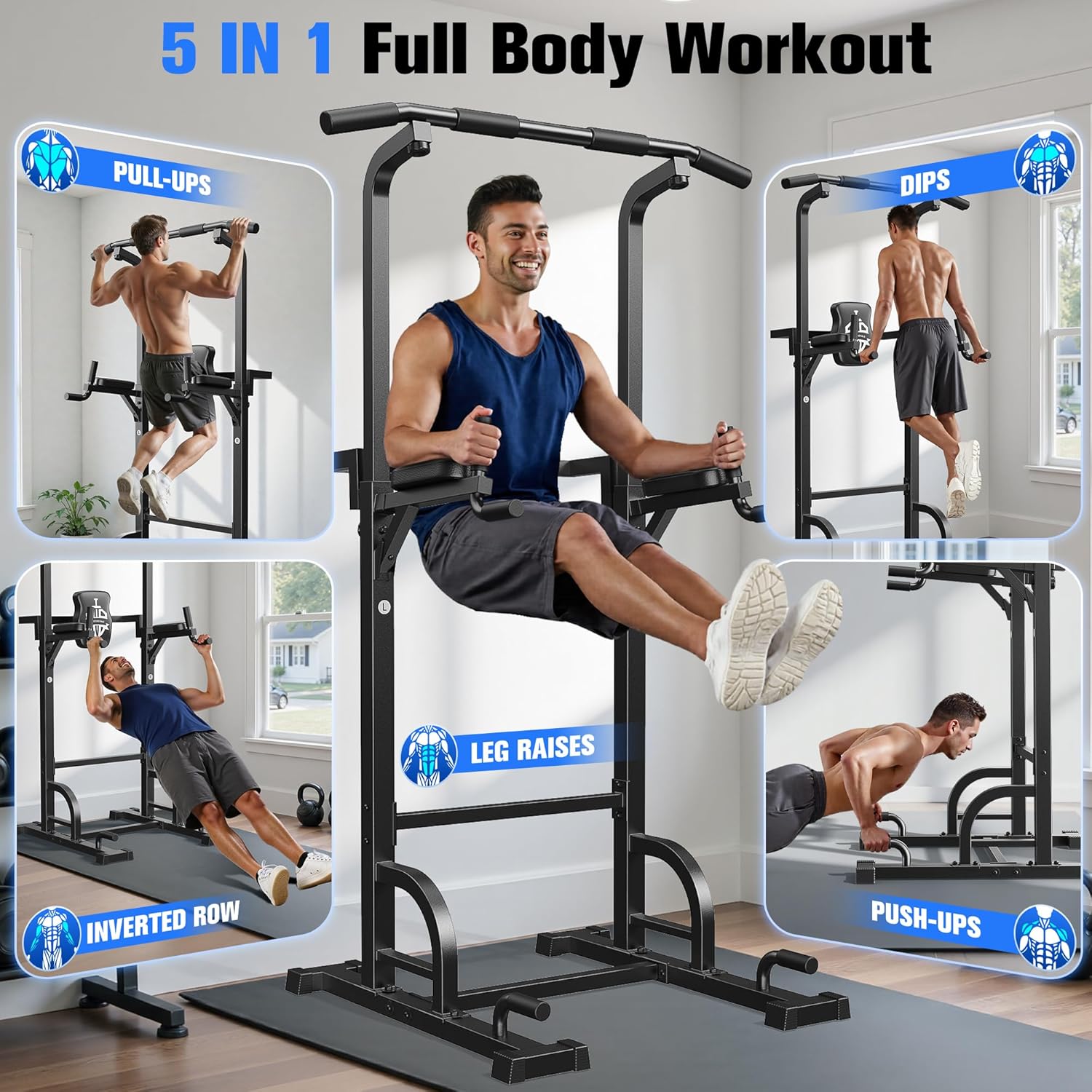 Thumbnail 3 de Sportsroyals Power Tower Pull Up Bar Station (450LBS) – Pull-ups, dips and more for a home gym