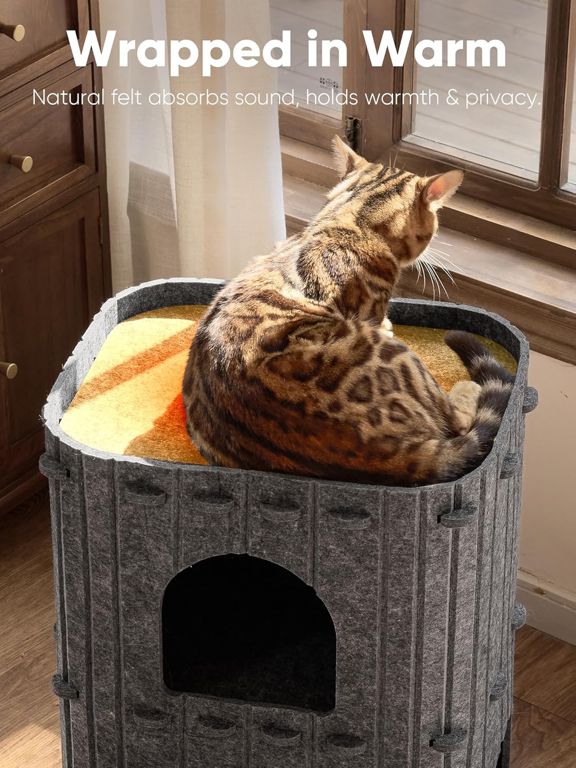 Thumbnail 4 de FUKUMARU 2-Storey Cat House for Indoor Cats (45 x 36 x 60cm), Dark Grey