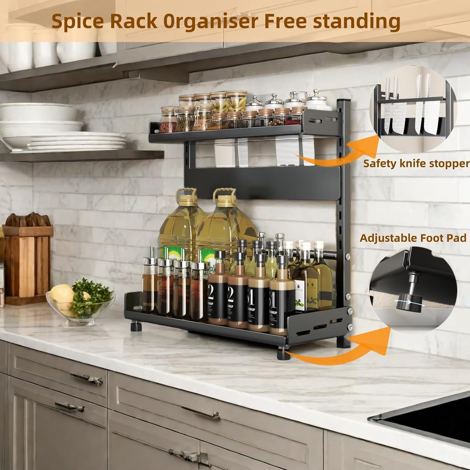 Thumbnail 1 de TRAYINDALY 2 Tier Spice Rack – Free Standing, Expandable & Space-Saving