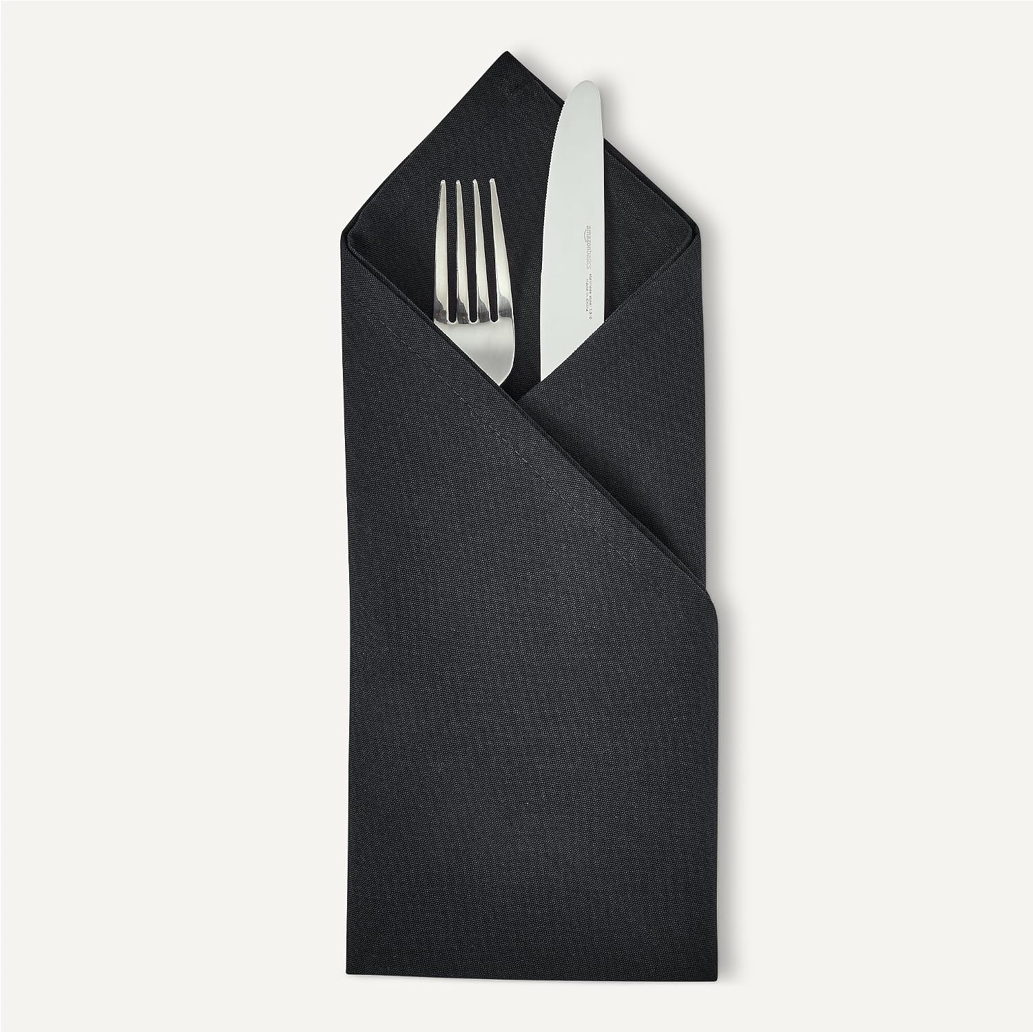 Detalle de Amazon Basics Wiederverwendbare schmutzabweisende Stoffservietten, 12er-Pack, 43 x 43 cm, Schwarz