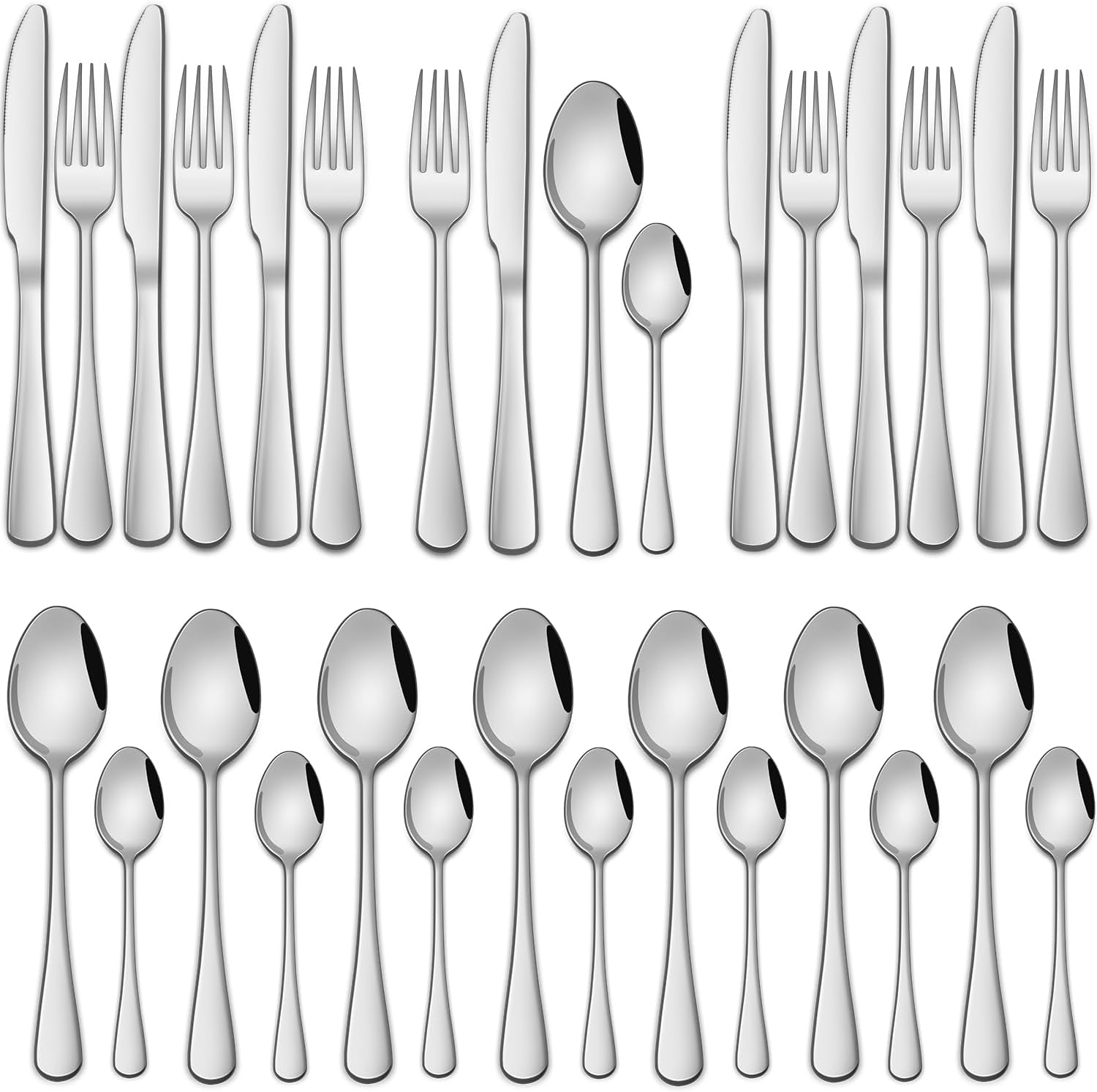 32-Piece Stainless Steel Cutlery Set for 8 – Dinner Knife, Fork, Spoons & Tea Spoons