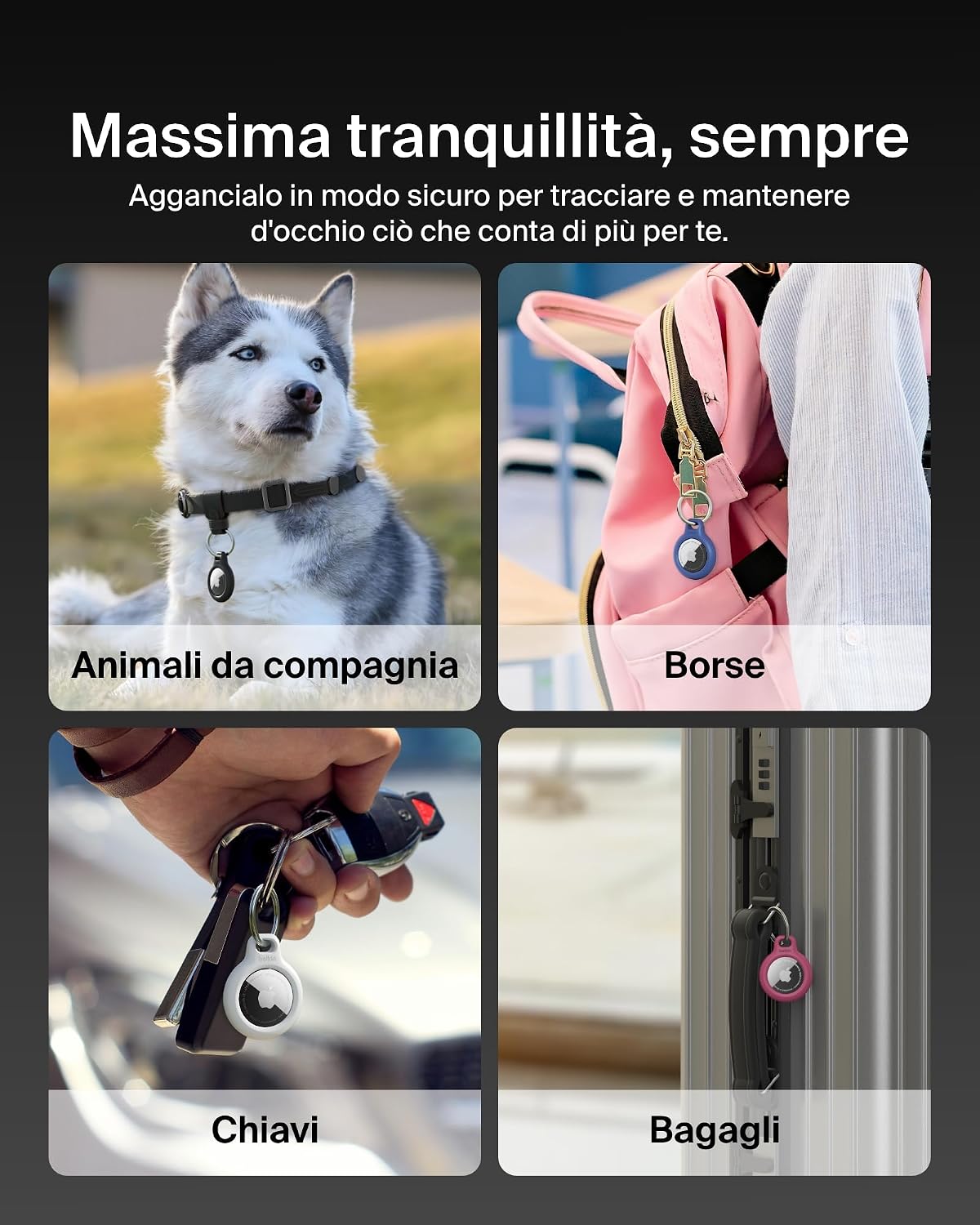 Detalle de Belkin custodia AirTag blu con anello 1