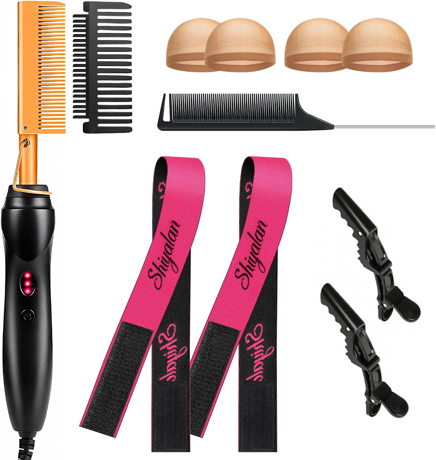 PasaRose Hot Comb Hair Straightener Set — 10-Piece Kit for Easy, Natural Styling