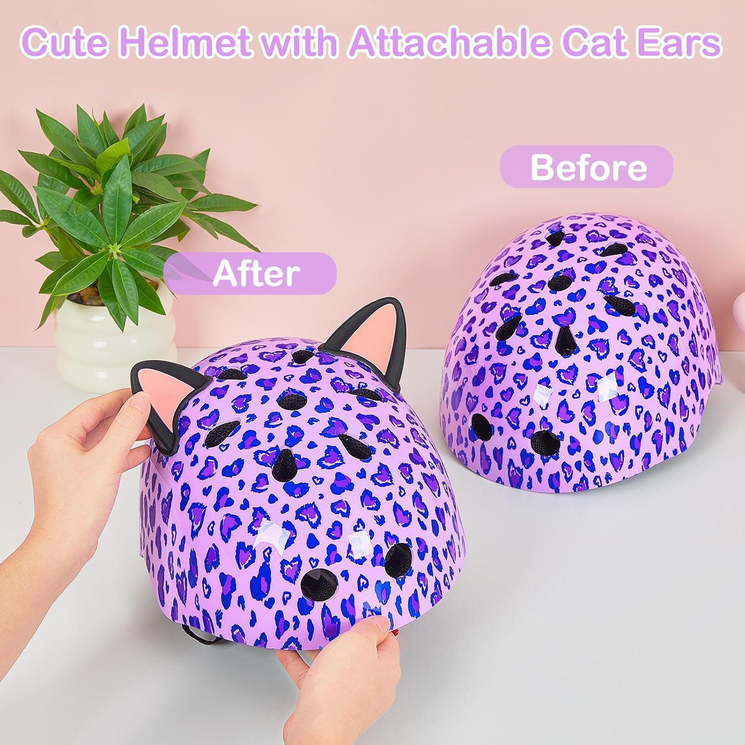 Thumbnail 3 de MHJY Kids Helmet for Age 3-14 Girls: Adjustable Bike Helmet with DIY Cat Ears