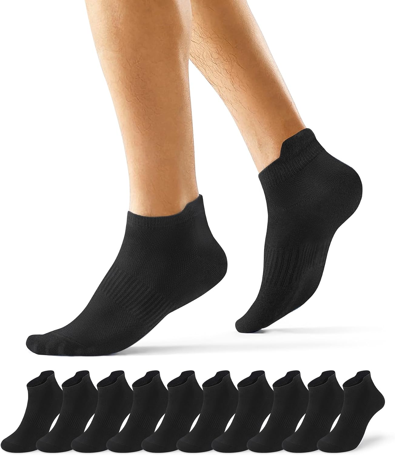 Detalle 2 de EKSHER 10 Paar Sneaker Socken aus Baumwolle – atmungsaktive Kurzsocken für Sport & Alltag