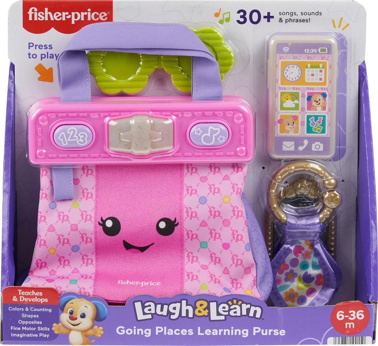 Thumbnail 5 de Fisher-Price Laugh & Learn Purse: Going Places Bag with 4 Pretend Play Accessories (6+ Months)