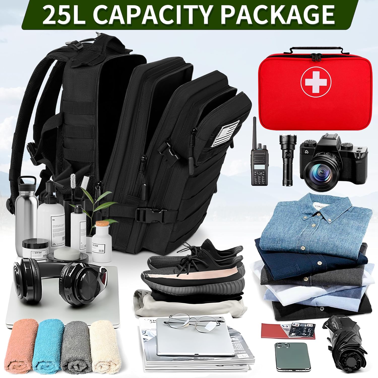 Thumbnail 3 de OUUTMEE Military Tactical Backpack 25L