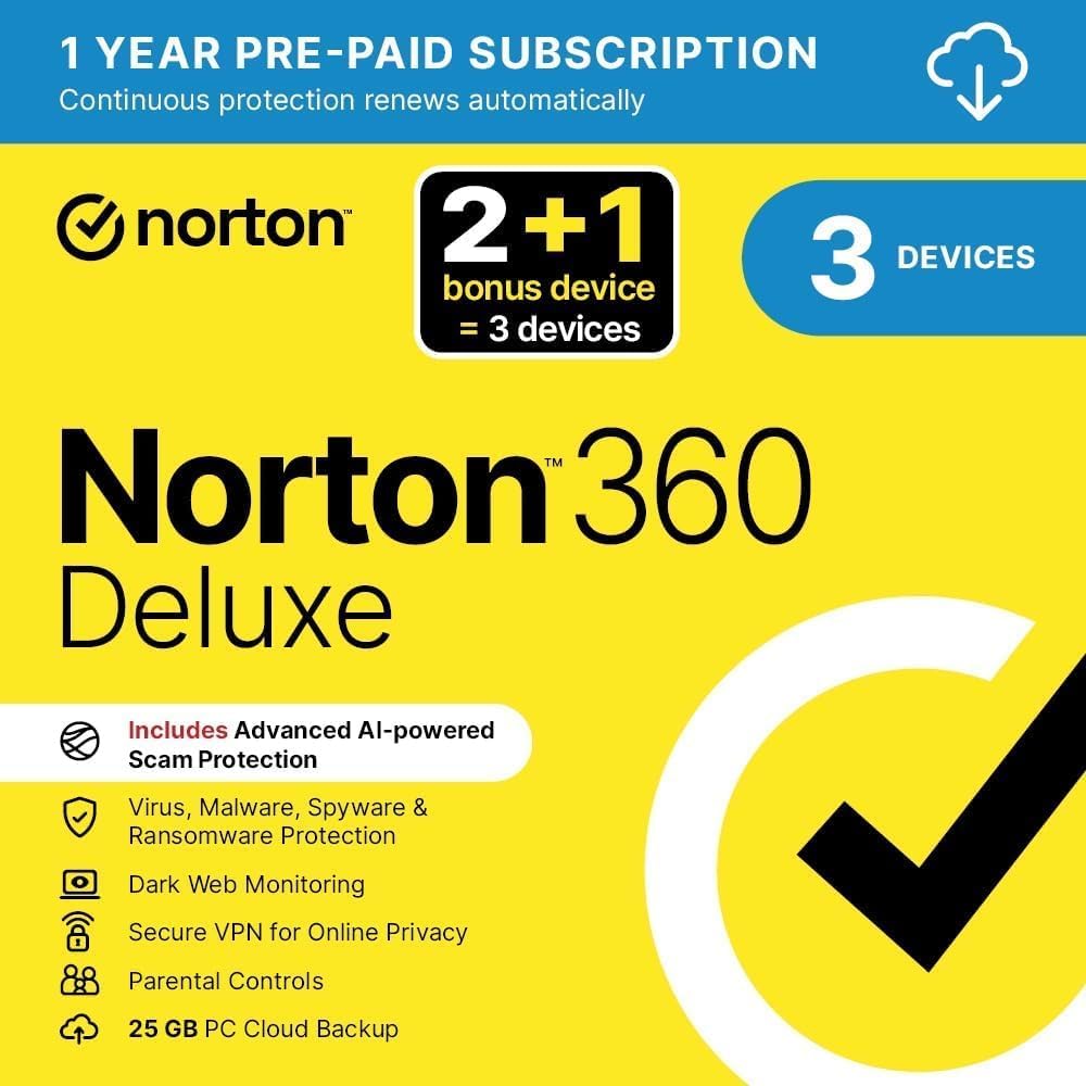 Detalle de Norton 360 Deluxe 2026 | 2 + 1 Devices, 1-Year Subscription (Auto-Renewal) – Activation by Email
