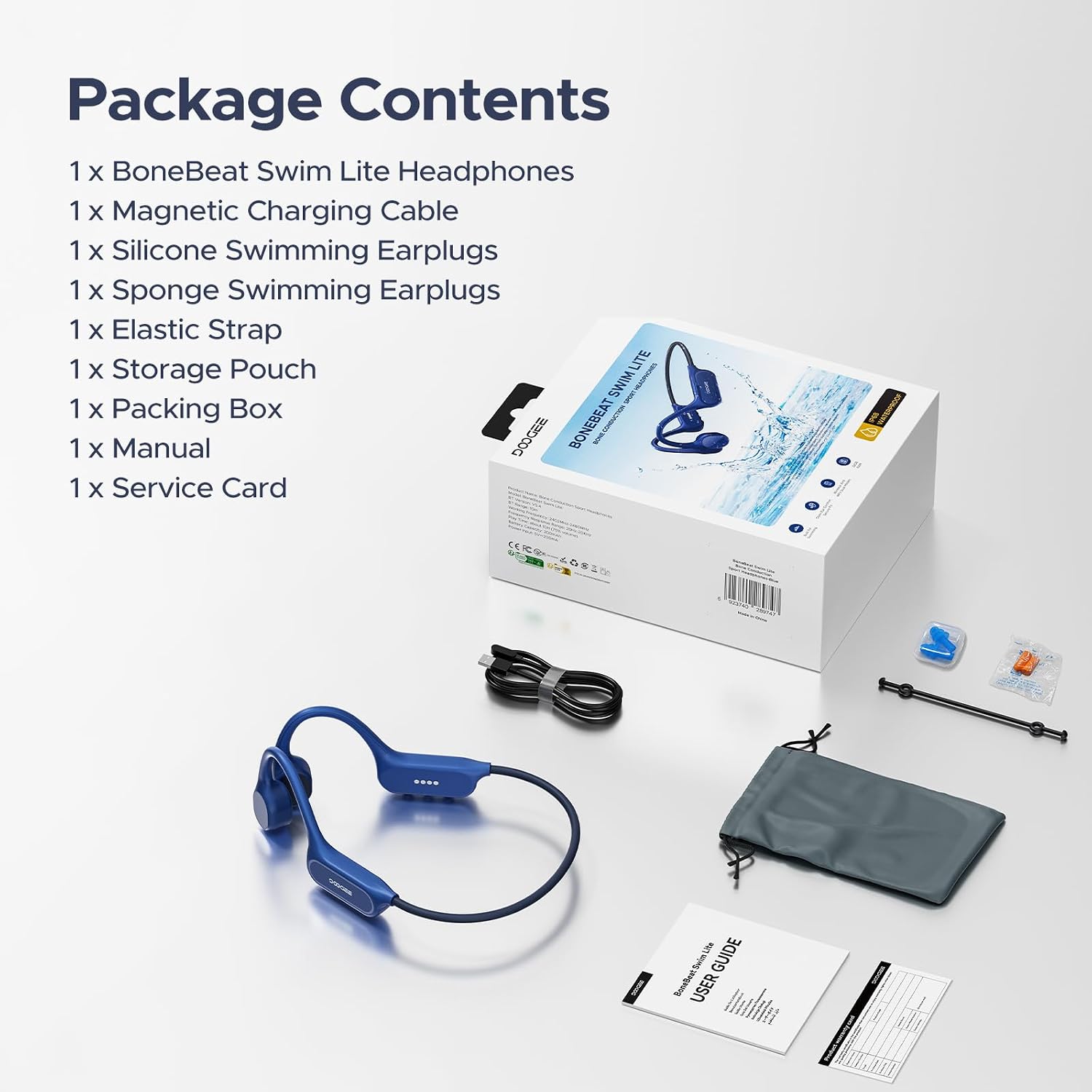 Detalle de DOOGEE eco Bone Conduction Headphones: IP68 Waterproof Open-Ear MP3 Headphones with 32GB