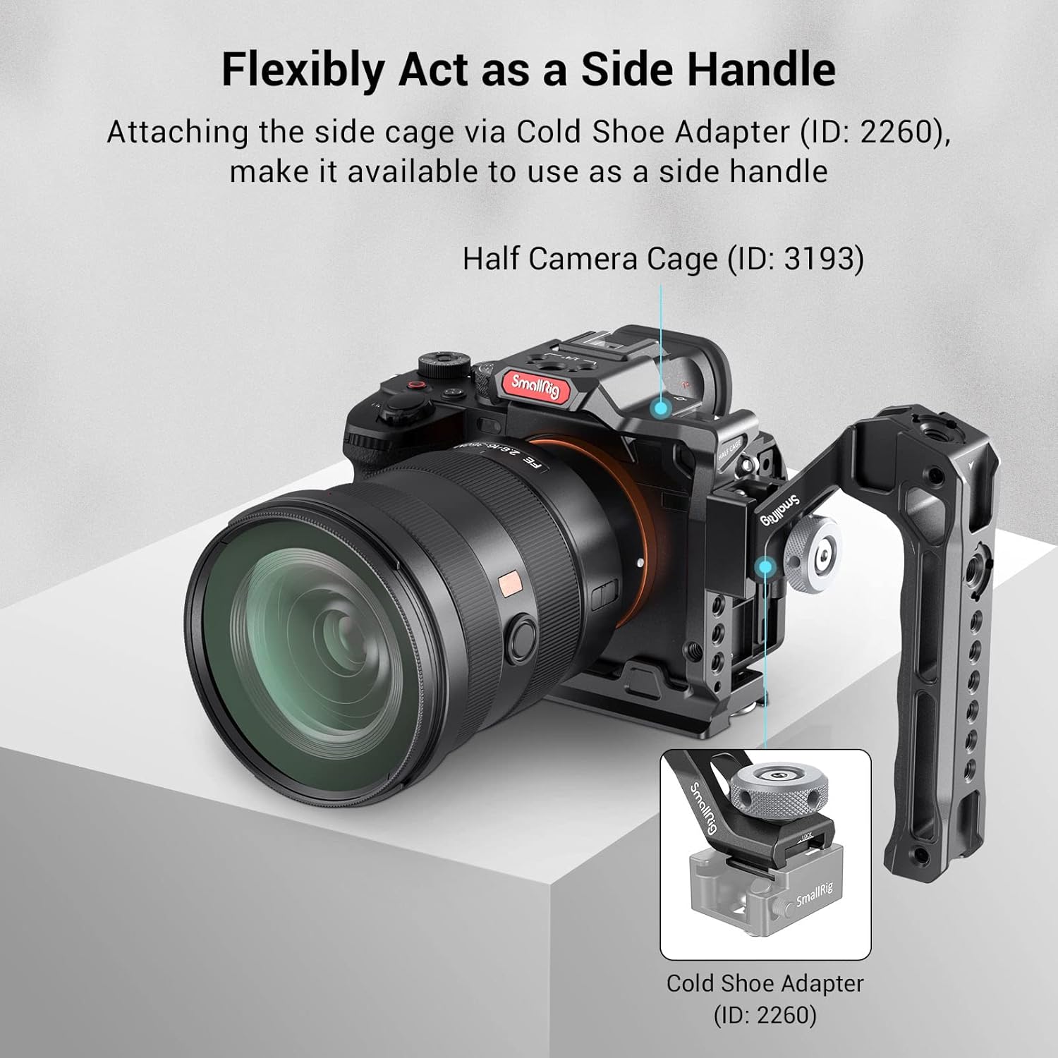Detalle 2 de SmallRig Cold Shoe Top Handle 3764 (impugnatura leggera con cold shoe) per video rig