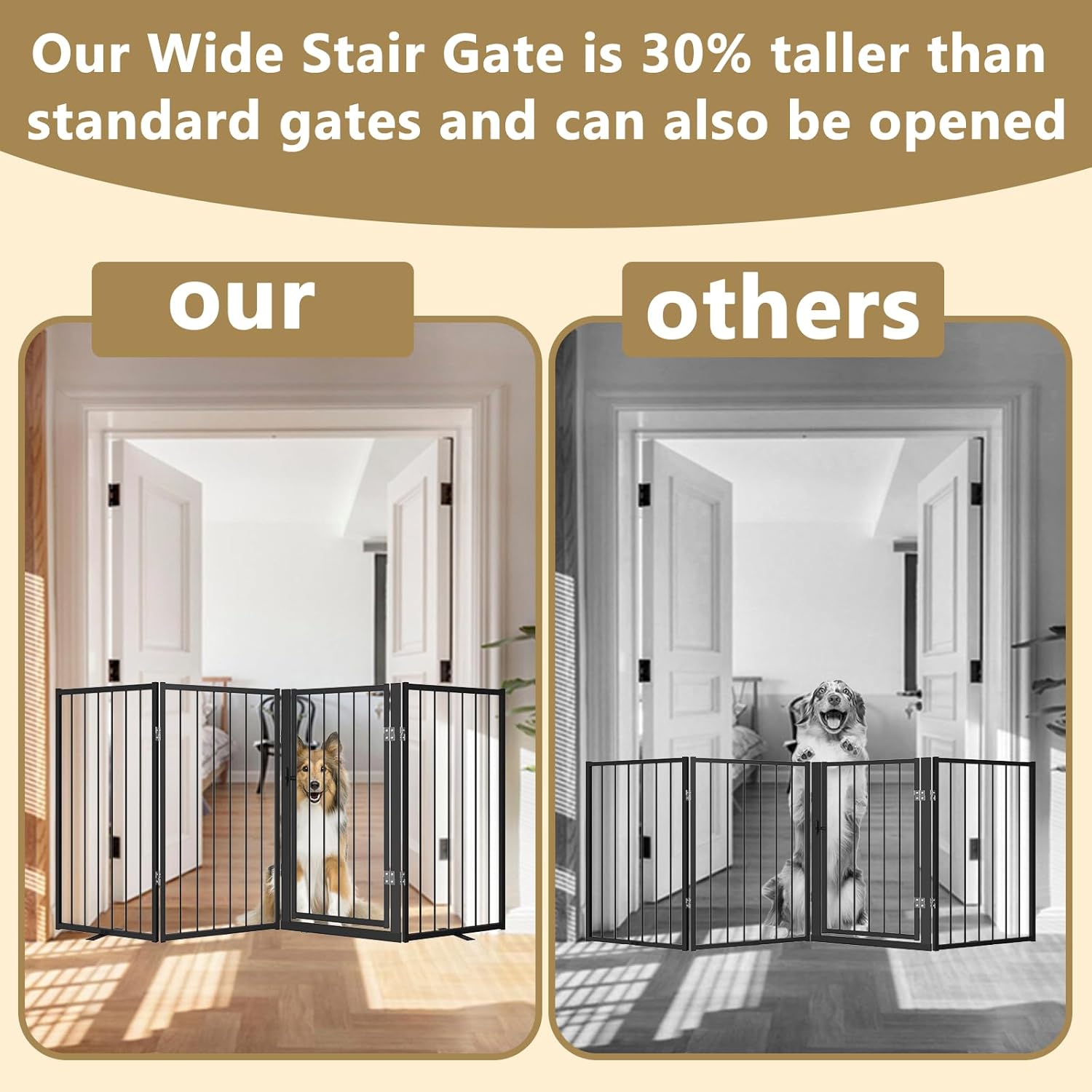 Detalle de Xifamniy Free Standing Dog Gate with Door Walk Through (32" × 81", 4 Panels)