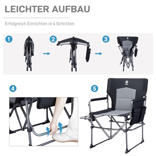 Thumbnail 6 de EVER ADVANCED Campingstuhl Faltbar 180 KG – Regiestuhl mit Seitentisch und Seitentasche
