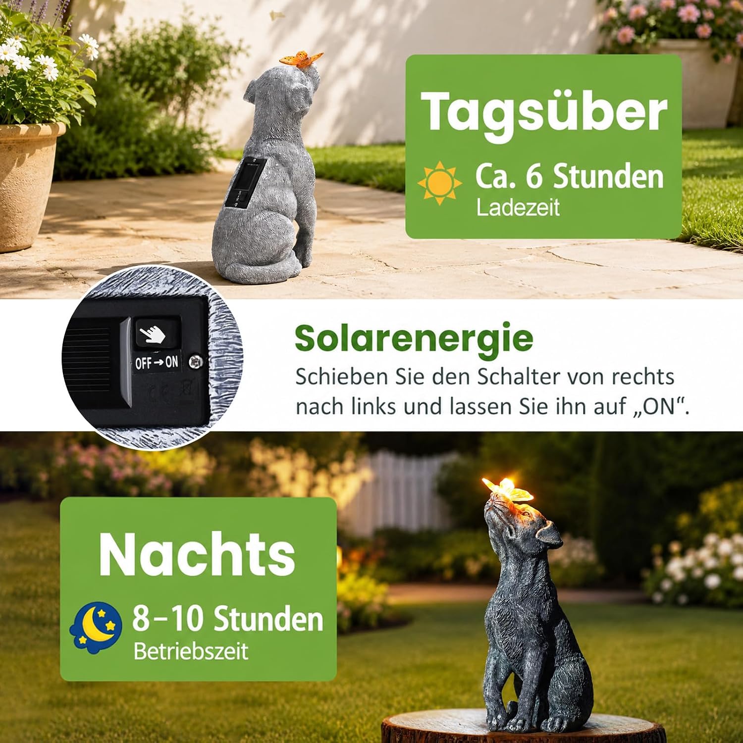 Thumbnail 4 de Yeomoo Hund Figuren Solar Deko mit Schmetterling