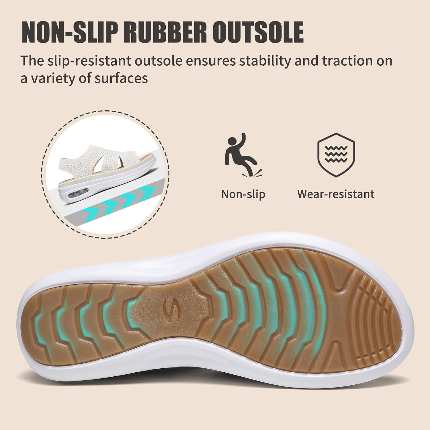 Detalle 2 de Hanani Air Cushion Walking Sandals with Elastic Slingback – Lightweight Open-Toe Summer Shoes