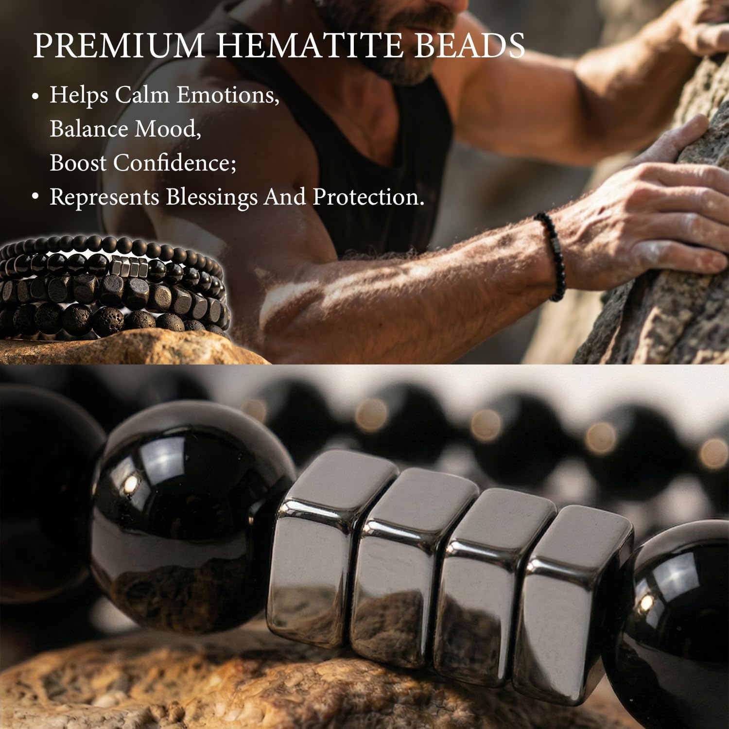 Thumbnail 2 de Lameybrt Herren Armband Set Multi – Tiger Eye / Matte Agat / Lava Rock