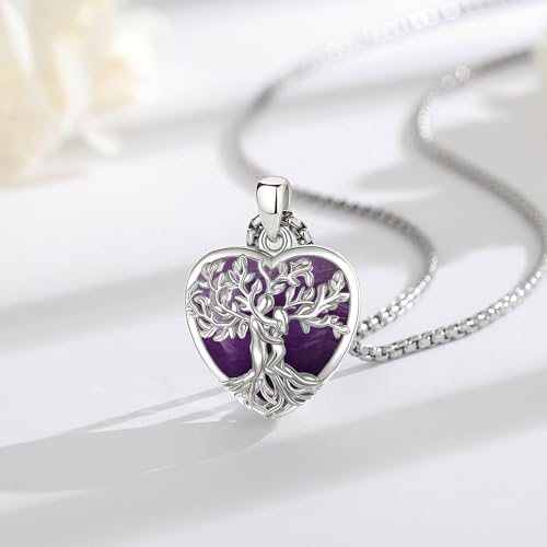 Thumbnail 1 de Collar Árbol de la Vida INFUSEU con amatista en forma de corazón y plata 925