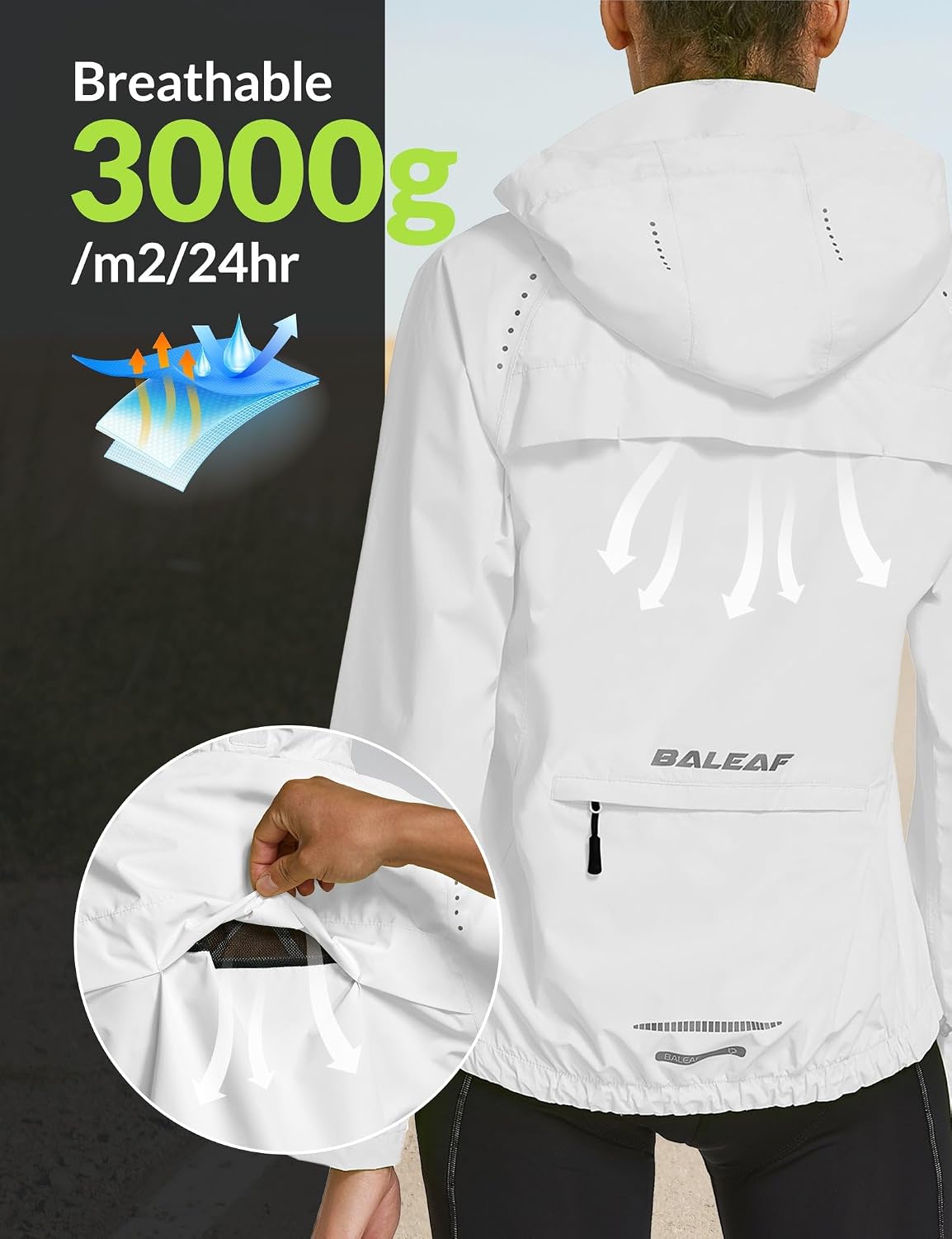Thumbnail 4 de baleaf Women's Rain Jacket Waterproof Hooded Packable