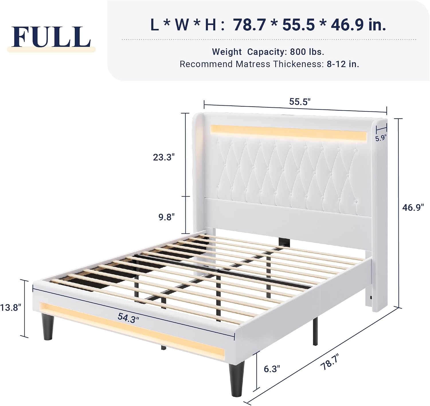 Detalle 2 de Allewie Upholstered Bed Frame, Full Size