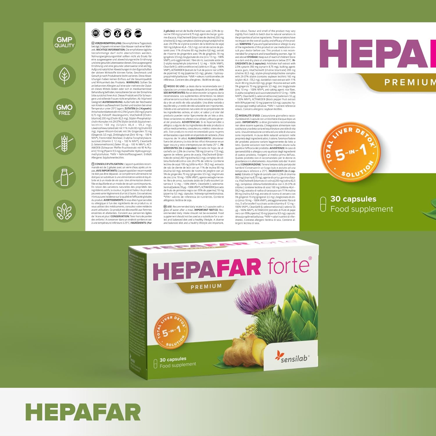 Thumbnail 4 de Hepafar Forte Premium Mariendistel/Artischocke/Löwenzahn Komplex mit Vitamin E – Leber Kur, 120 Kapseln für 60 Tage
