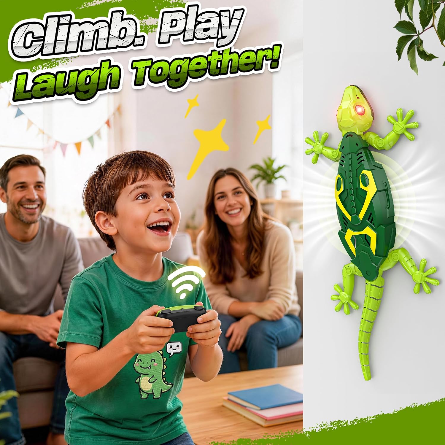 Detalle de Rcfunkid SM51S Wall-Climbing Gecko Toy, Rechargeable RC with LED Eyes