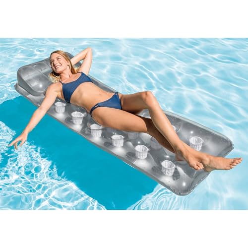 Detalle de Intex 58894EU Colchoneta Hinchable 18 Vasos 188x71 cm con Almohada