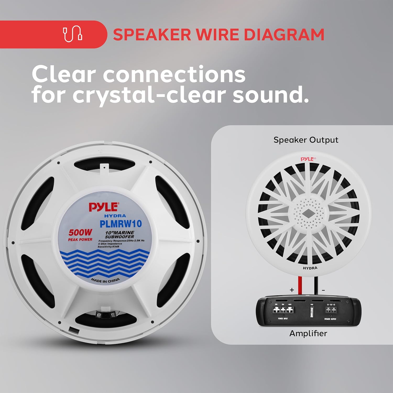 Detalle 2 de Pyle PLMRW10 10 inch 500W 4 Ohm Marine Subwoofer – White