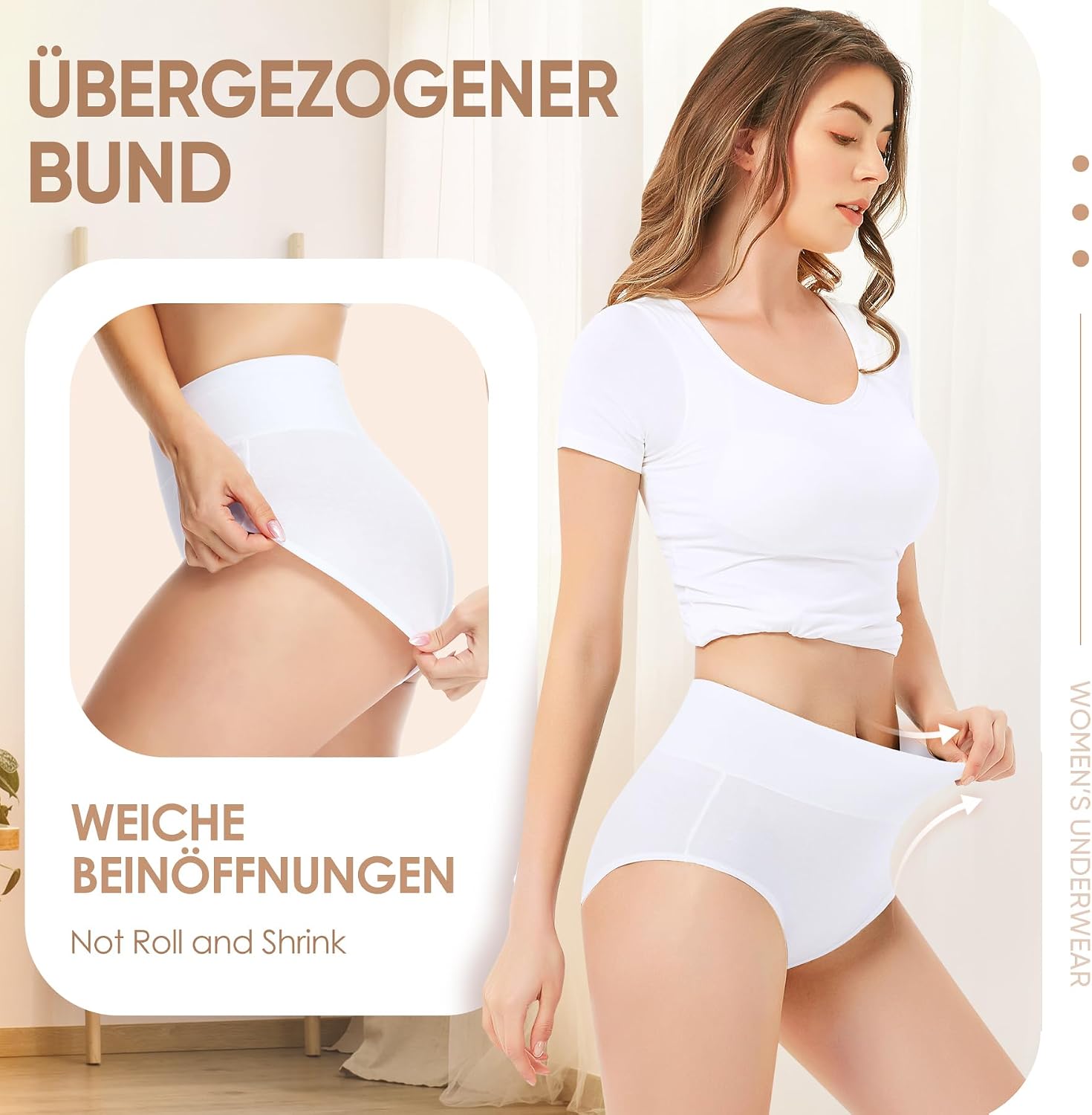 Detalle de Falechay Damen Unterhosen High Waist 5er Pack – Bauchweg, Baumwolle