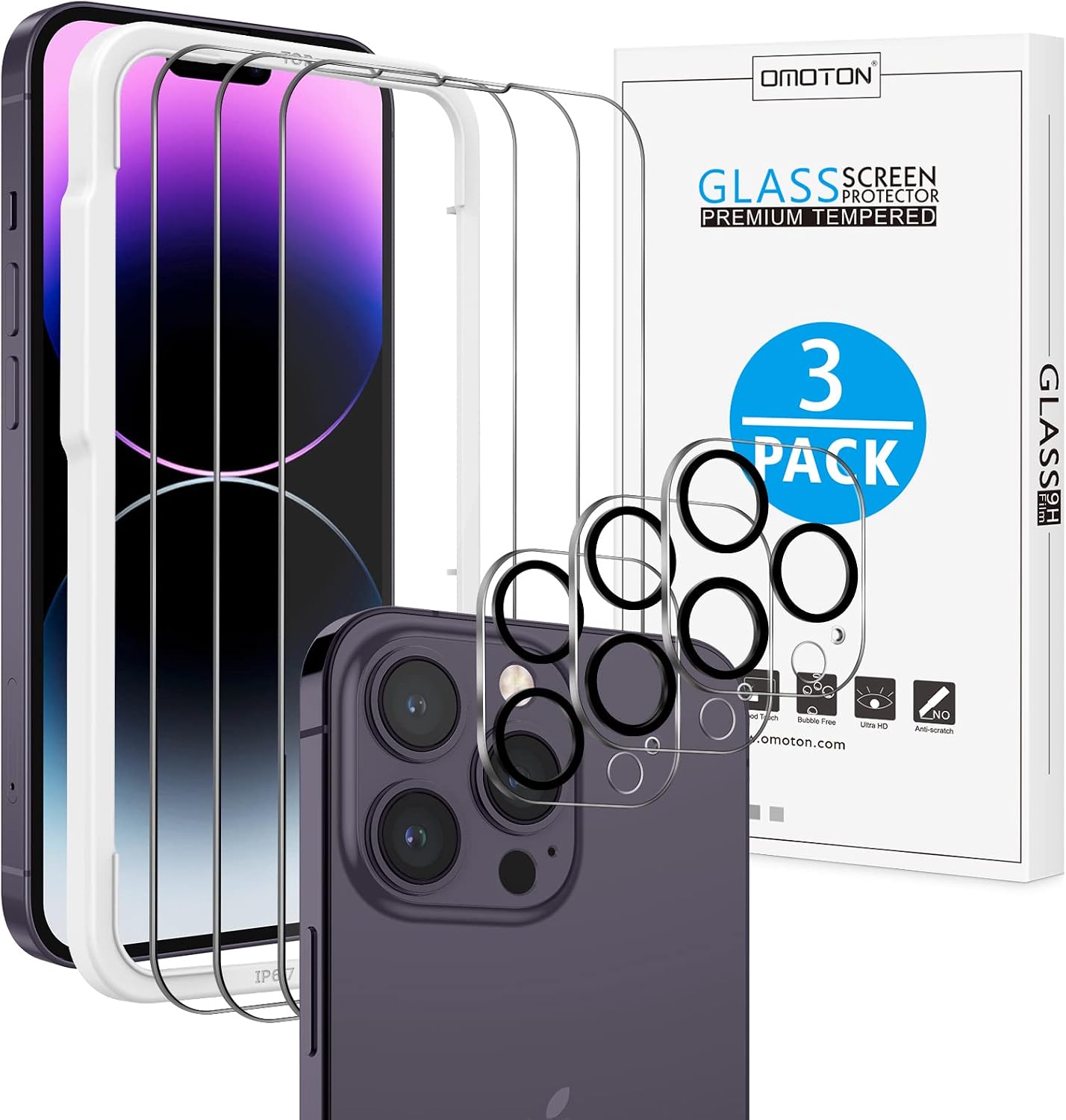 Detalle de OMOTON Panzer Schutz Glas fürs iPhone 14 Pro