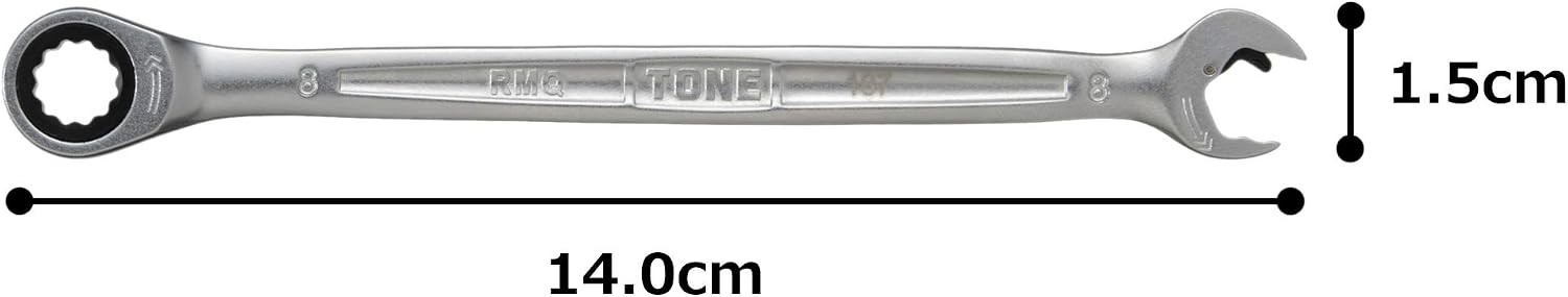 Detalle 2 de トネ(TONE) RMQ-08 クイックラチェットめがねレンチ 二面幅8mm・薄形ストレート