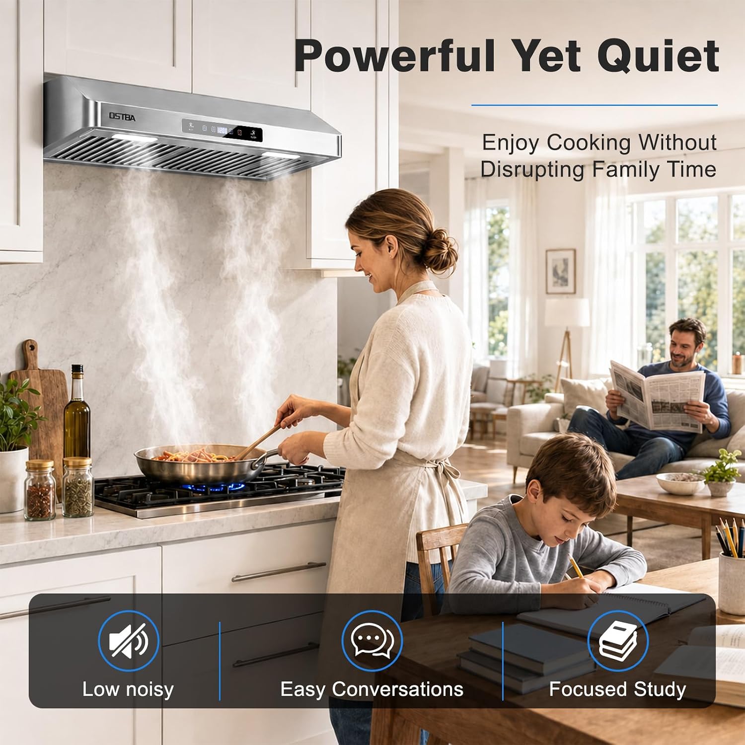 Detalle 2 de OSTBA LF0576C1 30-Inch Under-Cabinet Range Hood, 750 CFM, 3 Speeds